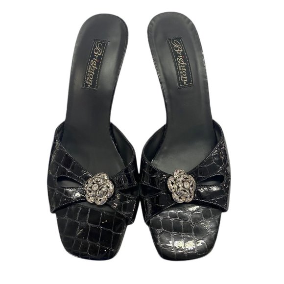 Brighton Tiera black jeweled slide sandals SIZE 9 - Picture 1 of 7